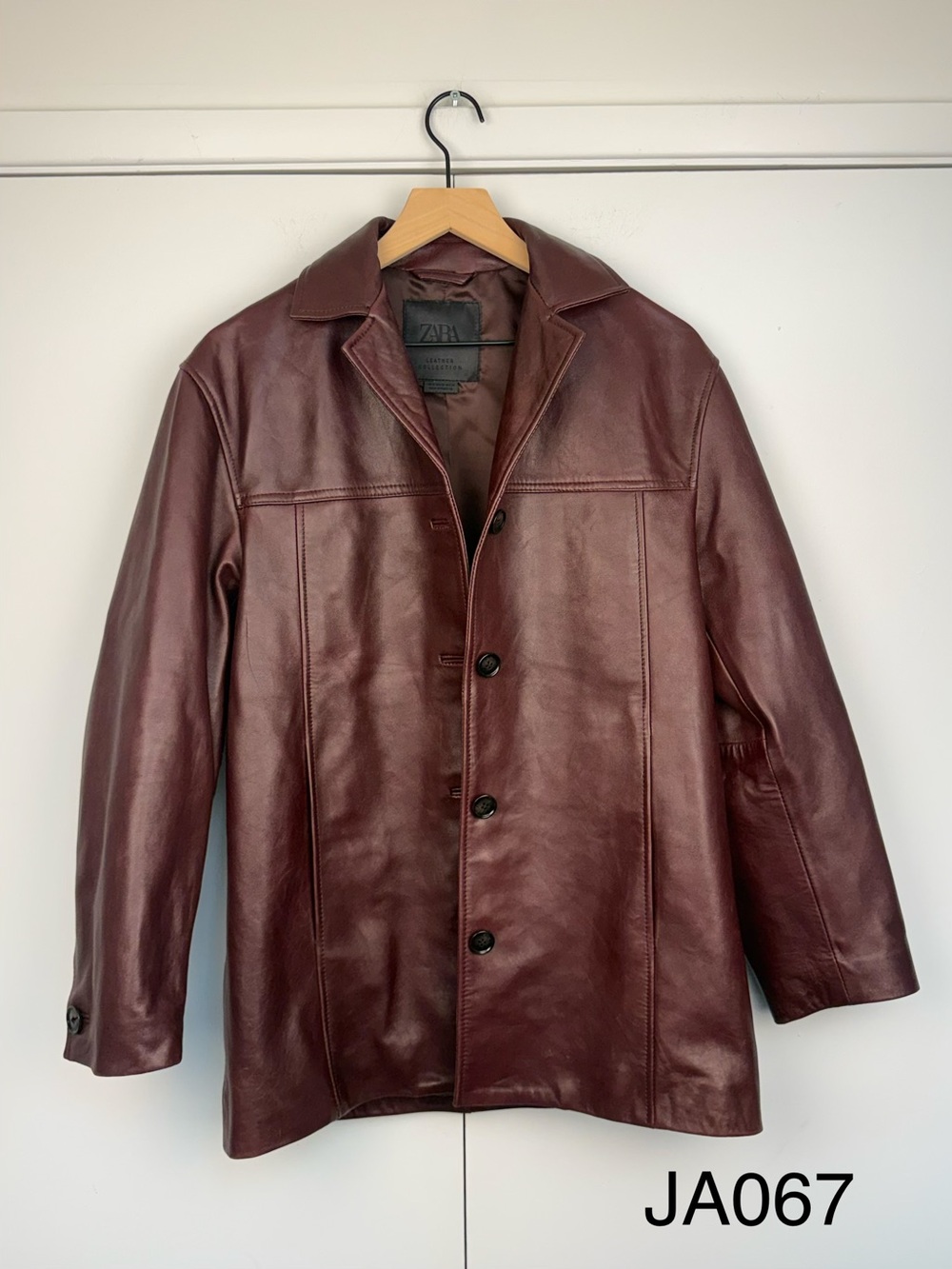 ZARA ZW Collection Burgundy Sheep Leather Jacket XS
